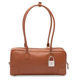 NEW LOEWE $4400 AMAZONA 31 CROPPED LEATHER ANAGRAM LOCK TAN BAG PURSE AUTHENTIC!